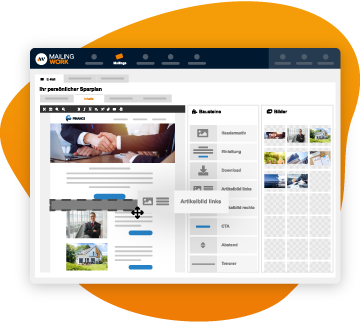 Drag and drop editor mailingwork mobil