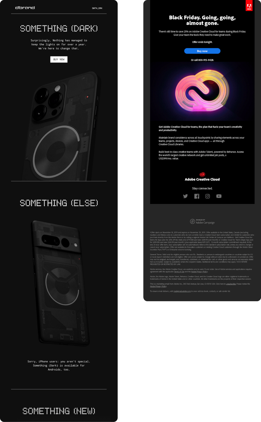 Beispielnewsletter dark mode mailingwork desktop